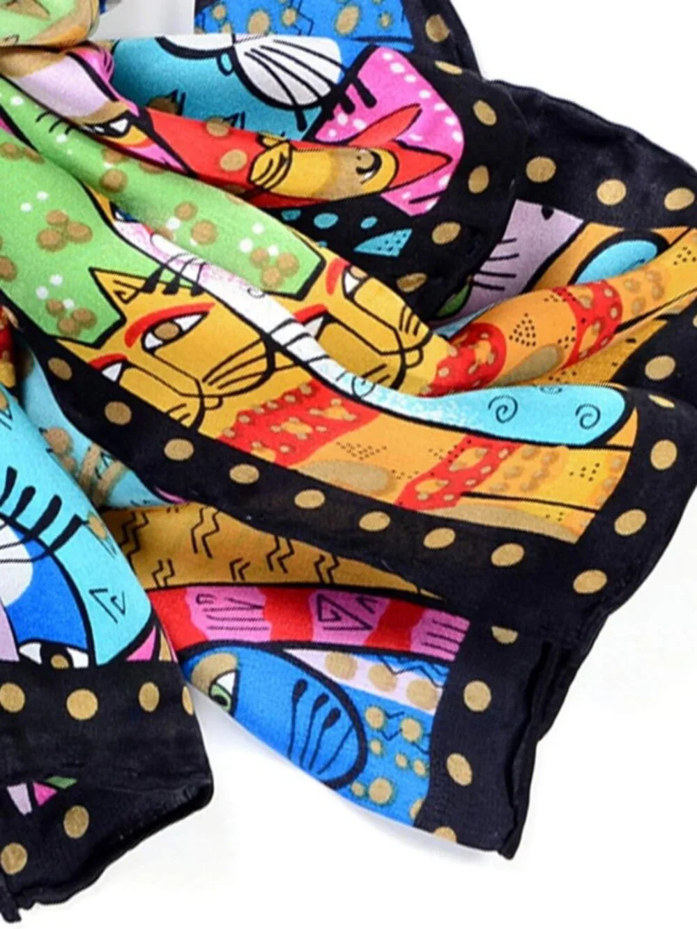Elegant 100% Silk Scarf with Van Gogh Art Print - Fashionable Women's Accessory